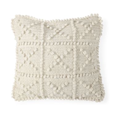 Leroy 18 x 18 Inch Decorative Pillow Cover In Cream Raised Pattern Detail