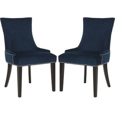 Lester Navy Dining Chair with Silver Nailhead Detail Set of 2