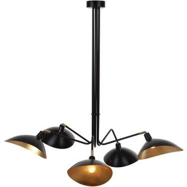 Lettie Black and Gold Leaf Detail 5-Light 49 Inch Pendant
