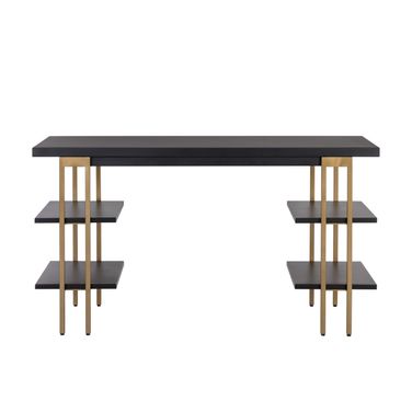 Levigne Desk In Antique Brass and Black