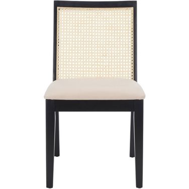 Levy Dining Chair Set of 2 in Black and Beige