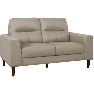 Lewes Leather Loveseat In Beige