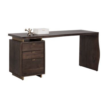 Lewis Desk In Dark Brown and Brass