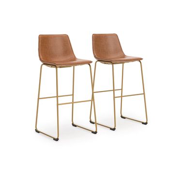 Lexadine Bar Height Barstool Set of 2 In Brown and Gold