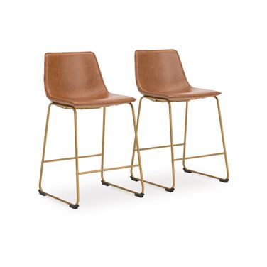 Lexadine Counter Height Barstool Set of 2 In Brown and Gold