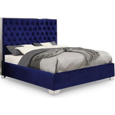 Lexi Velvet Full Bed In Navy
