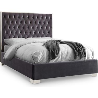 Lexi Velvet King Bed In Grey