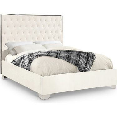 Lexi Velvet King Bed In White
