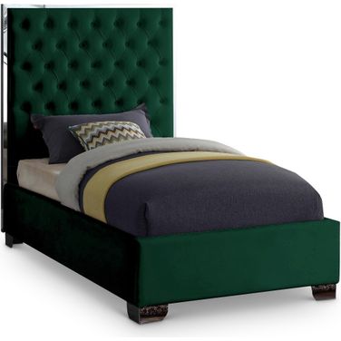 Lexi Velvet Twin Bed In Green