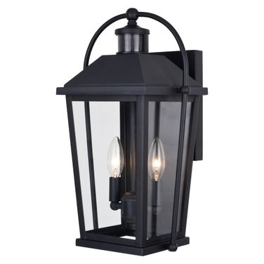 Lexington 2 Light Dualux 9.5 Inch Outdoor Motion Sensor Wall Light In Textured Black