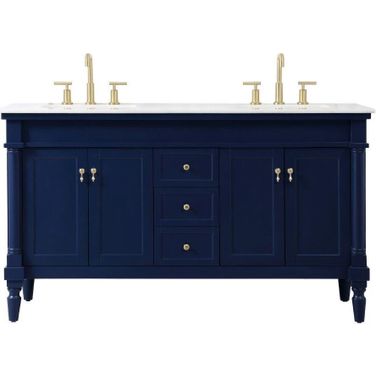 Lexington 60 Inch Double Bathroom Vanity In Blue