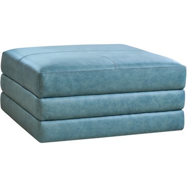 Lexington Leather Brickell Leather Ottoman In Blue