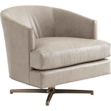 Lexington Leather Graves Leather Swivel Chair In Beige