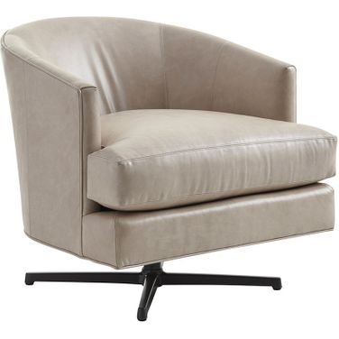 Lexington Leather Graves Swivel Chair In Charcoal Base