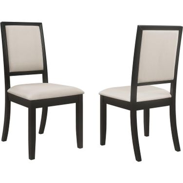 Louise Upholstered Dining Side Chairs Black and Cream Set of 2