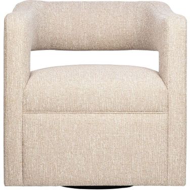Lexy Sculpted Curved Upholstered Swivel Accent Chair In Natural
