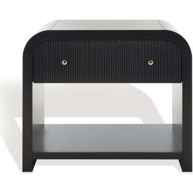 Liabella 1 Drawer Curved Nightstand In Black and Gold