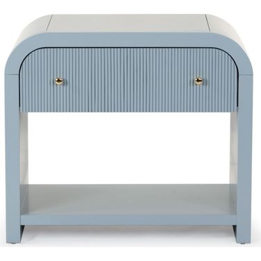 Liabella 1 Drawer Curved Nightstand In Light Grey and Gold