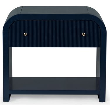 Liabella 1 Drawer Curved Nightstand In Navy and Gold