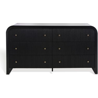 Liabella 6 Drawer Curved Dresser In Black and Gold