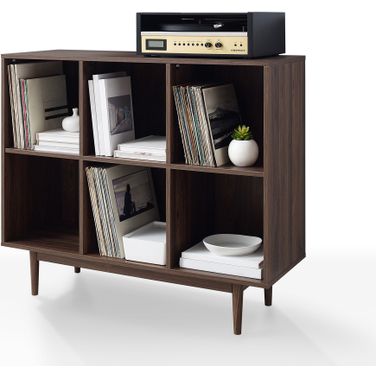 Liam 6 Cube Record Storage Bookcase In Walnut