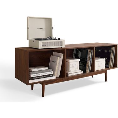 Liam Large Record Storage Console Cabinet In Walnut