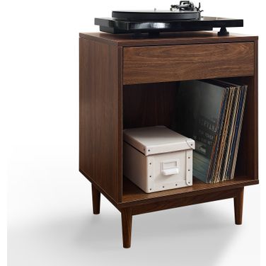 Liam Record Storage Side Table In Walnut