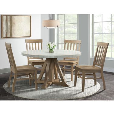 Liam White And Natural Round Dining Room Set