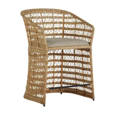 Libby Counter Stool In Natural Rattan and Dark Grey