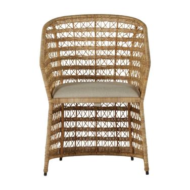 Libby Dining Chair In Natural Rattan and Dark Grey