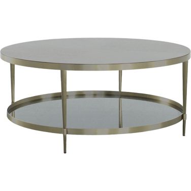 Libby Langdon Marlowe Tiered Round Cocktail Table In Smoked Stone