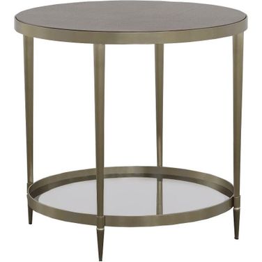 Libby Langdon Marlowe Tiered Round End Table In Smoked Stone