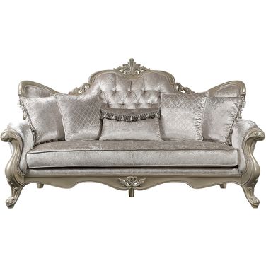 Libertee Sofa with 5 Pillows In Beige and Champagne