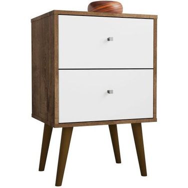 Liberty Mid-Century - Modern Nightstand 2.0 With 2 Full Extension Drawers In Rustic Brown And White