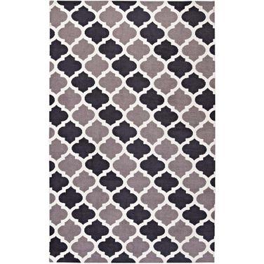 Lida Moroccan Trellis 8X10 Area Rug In Charcoal and Black