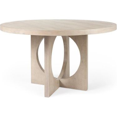 Liesl Barely Gray Finished Wood With Circular Top Dining Table