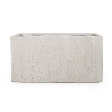 Lightweight Concrete Planter with Rectangular Design In White