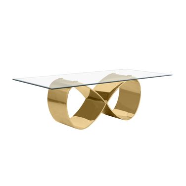 Lilian 94 x 46 Inch Glass Dining Table In Gold
