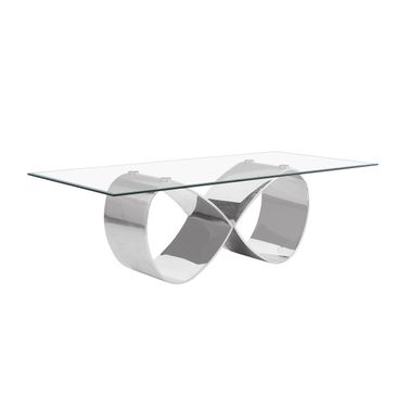 Lilian 94 x 46 Inch Glass Dining Table In Silver