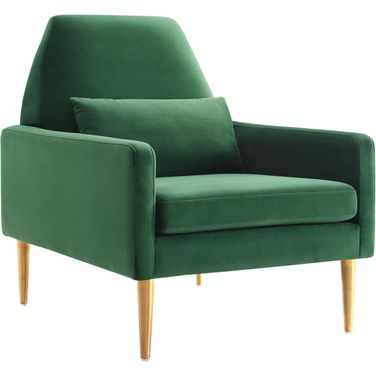 Liliana Performance Velvet Arm Chair In Emerald