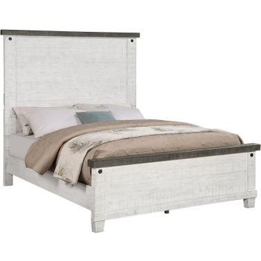 Lilith Queen Panel Bed Distressed Grey and White