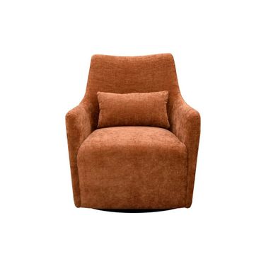 Lilith Swivel Chair In Brick Chenille and Black