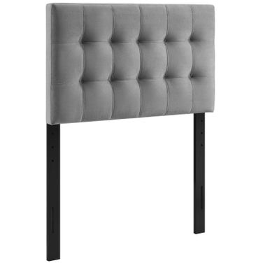 Lily Gray Biscuit Tufted Twin Performance Velvet Headboard MOD-6118-GRY