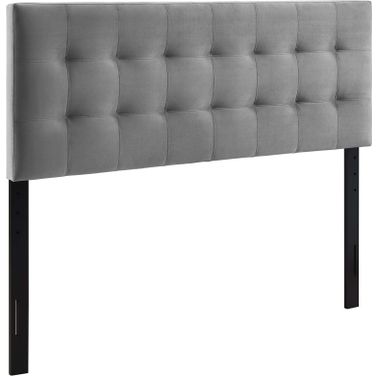 Lily Gray King Biscuit Tufted Performance Velvet Headboard