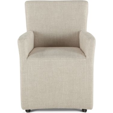 Lily Linen Wheeled Armchair In Off White