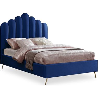 Lily Velvet Full Bed In Navy