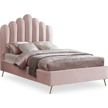Lily Velvet Full Bed In Pink