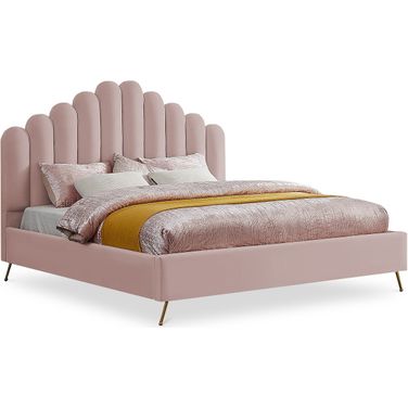 Lily Velvet King Bed In Pink