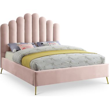 Lily Velvet Queen Bed In Pink