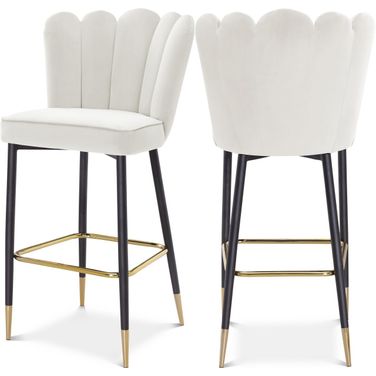 Lily Velvet Stool Set of 2 In Cream